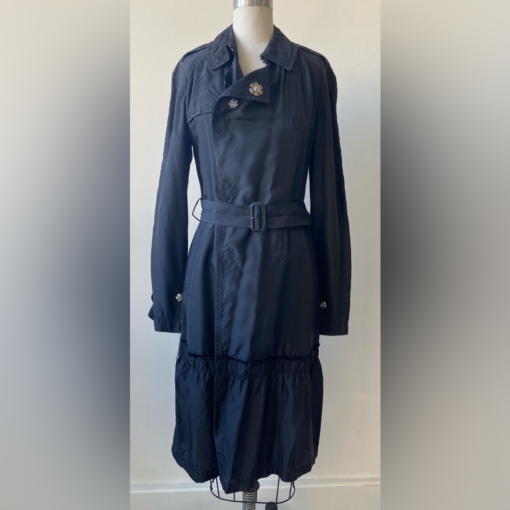 COMME DES GARÇONS TRICOT BLACK SNAP TRENCH COAT AW2004